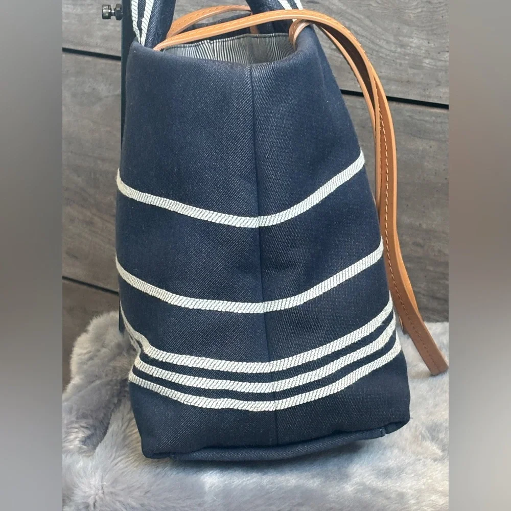 💙Chanel Blue Striped Large Denim Shopper Tote💙 - Picture 6 of 15